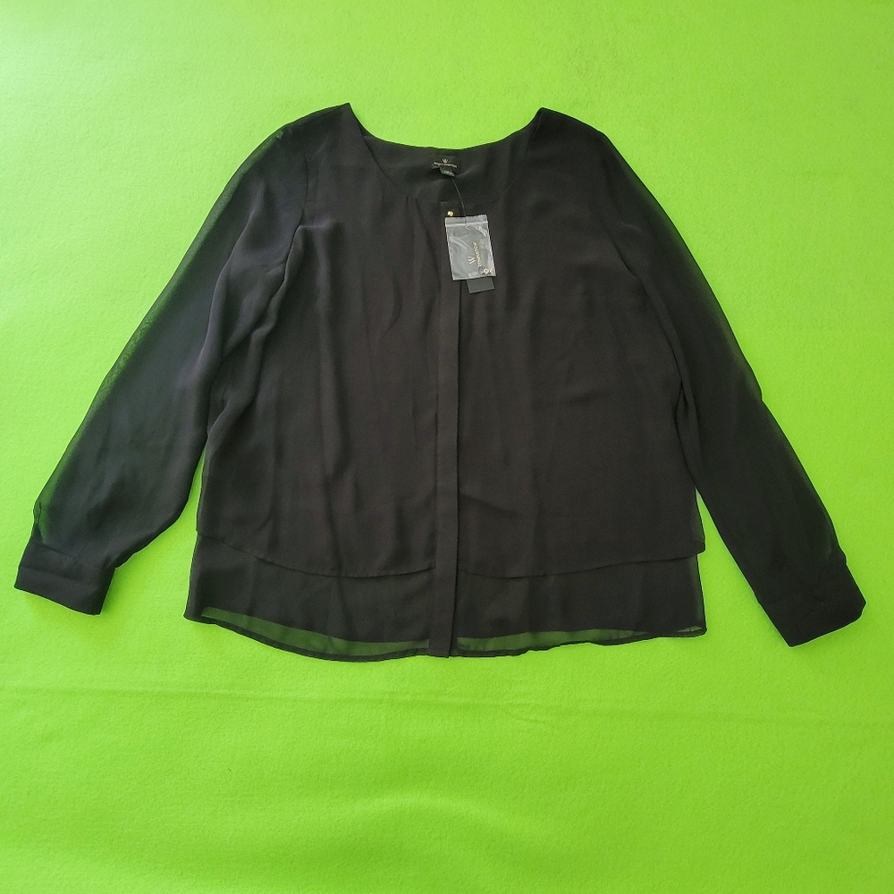 Worthington Women's Button Down Blouse Size XL Color Black